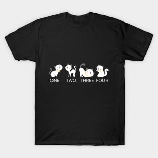 ONE TWO THREE FOUR Cats T-Shirt